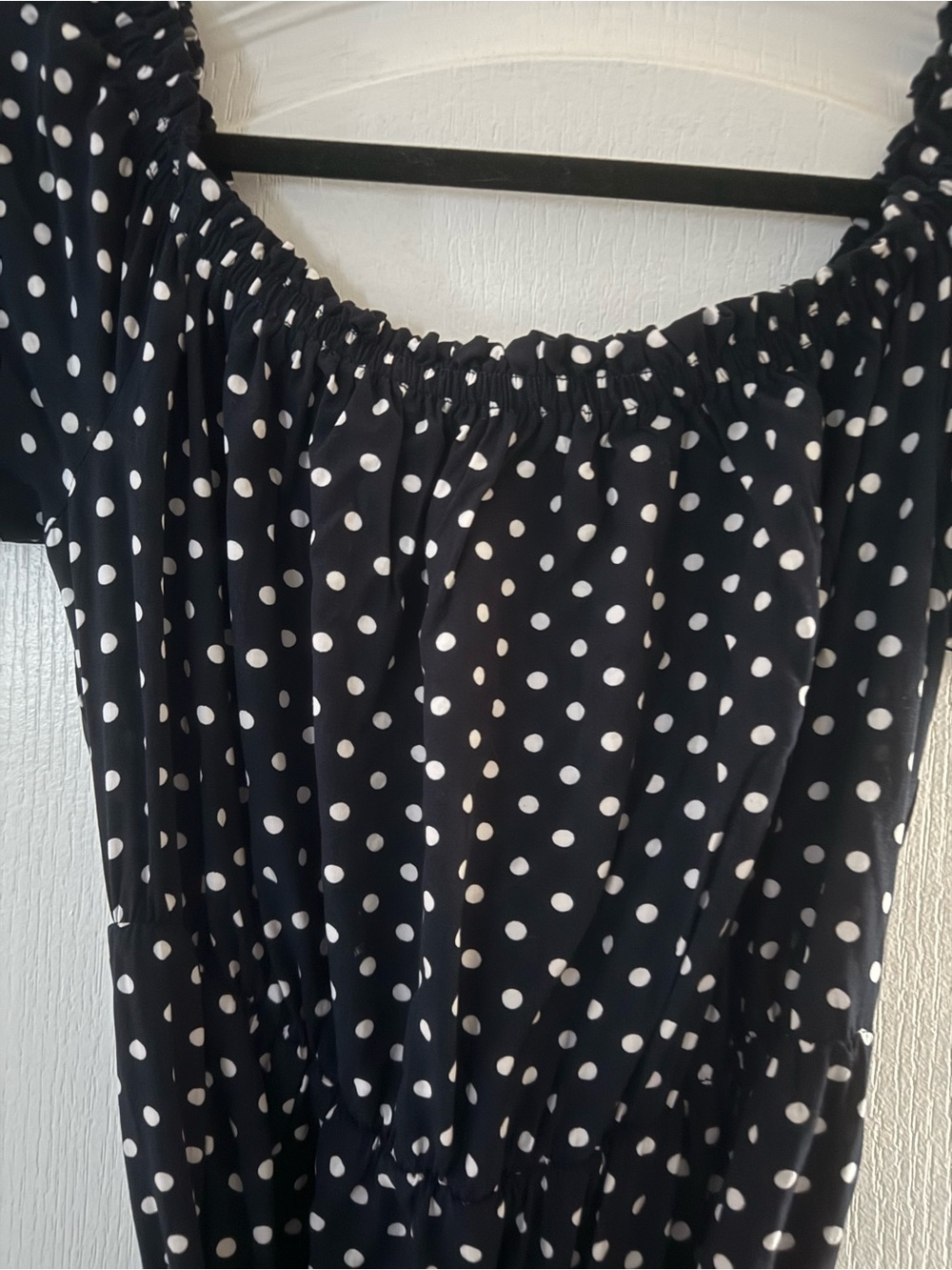 SHEIN Navy White Polka Dot One-Shoulder Maxi Dress - Picture 4 of 5